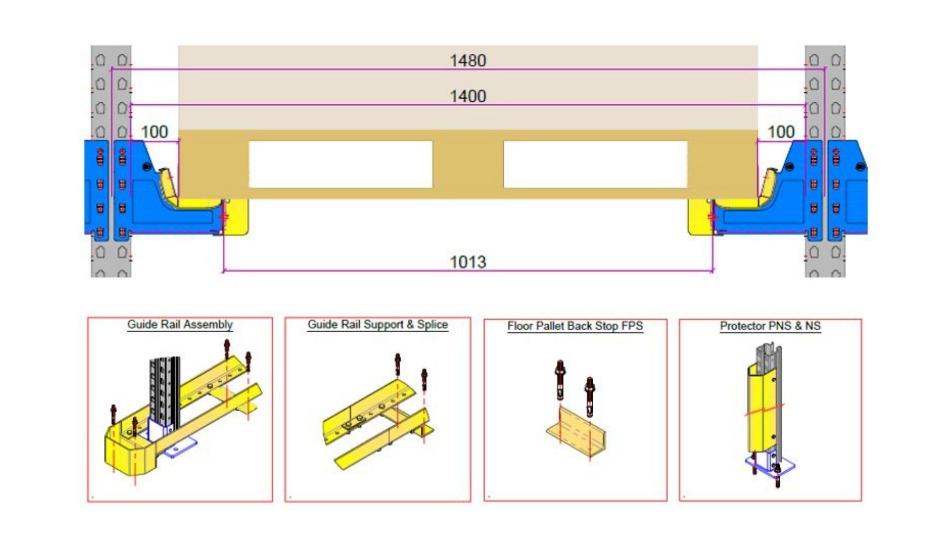 Tubex diagram drive in racking pallet and protection