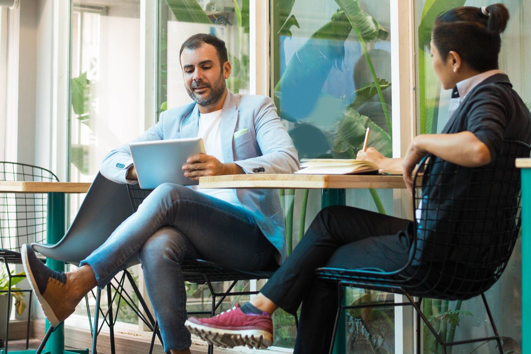colleagues in an informal meeting space
