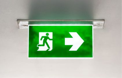 Emergency exit sign for an office fit out
