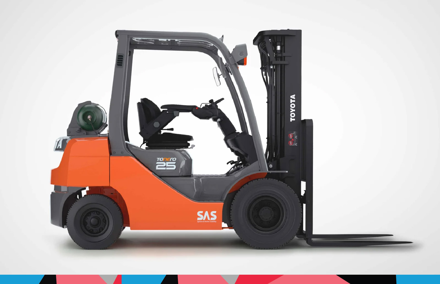 Counter balance forklift to suit adjustable pallet racking applications