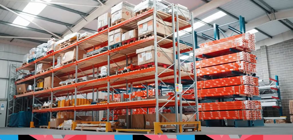 Adjustable Pallet Racking in a warehouse setting used to maximise vertical space