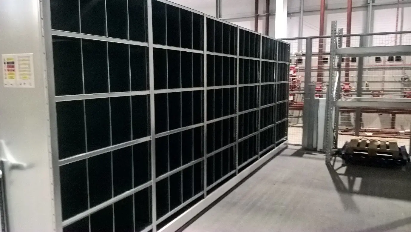 Dexion Hi80 Shelving on Mobile Base - Full Height Dividers used to create pigeon holes