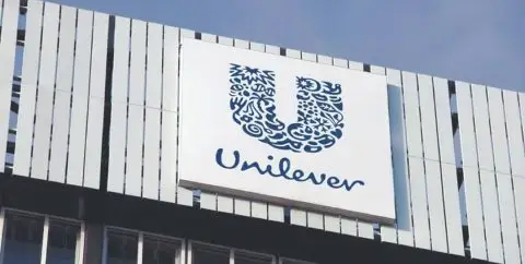 Warehouse exterior with the Unilever logo displayed on the building.